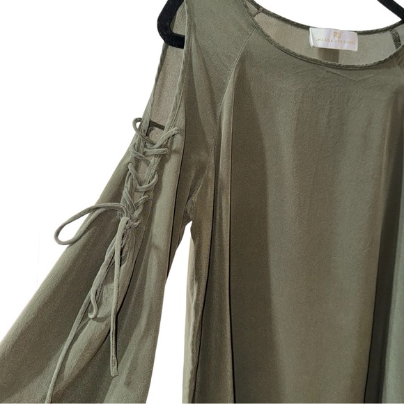 AMANDA UPRICHARD Gibson Long Braided Cut Out Sleeve Blouse Top Size S - Picture 3 of 5